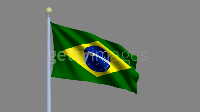 Flag of Brazil waving in the wind - highly detailed flag including ...