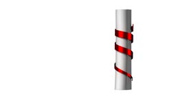 Scrolling blank document with red ribbon (VID_0757509) - 게티이미지뱅크